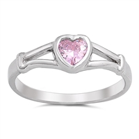 photo of Silver CZ Baby Ring - Heart with Pink CZ Stone