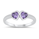 photo of Silver CZ Baby Ring - Heart with Amethyst CZ Stone