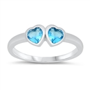 photo of Silver CZ Baby Ring - Heart with Blue Topaz CZ Stone