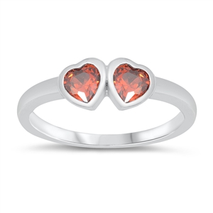 photo of Silver CZ Baby Ring - Heart with Garnet CZ Stone