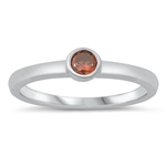 photo of Silver CZ Ring - Baby Ring with Garnet CZ Stone