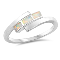 photo of Silver Lab Opal Ring with White Lab Opal
