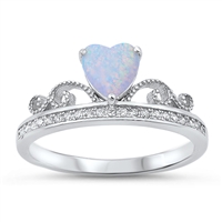 Silver Ring W/ CZ - Heart Crown