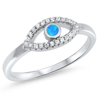 Silver Lab Opal Ring - Evil Eye