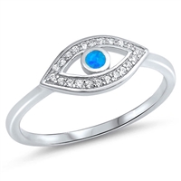 Silver Lab Opal Ring - Evil eye