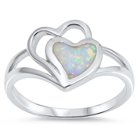 Silver Lab Opal Ring - Heart