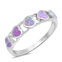 Silver Lab Opal Ring - Hearts