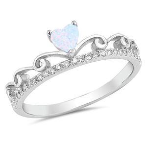 Silver Lab Opal Ring - Heart