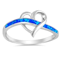 Silver Lab Opal Ring - Heart