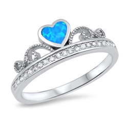 Silver Ring w/ CZ - Heart Crown