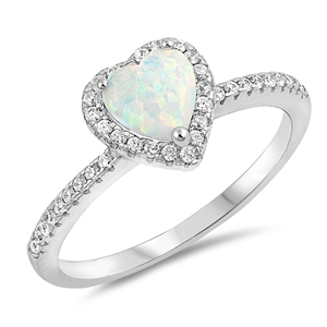 Silver Lab Opal Ring - Heart