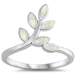 Silver Lab Opal Ring - Leaves