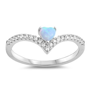 Silver Lab Opal Ring - Heart