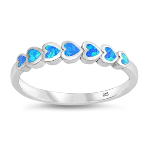 Silver Lab Opal Ring - Sideways Heart