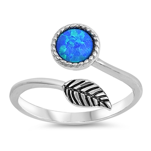 Silver Lab Opal Ring - Leaf