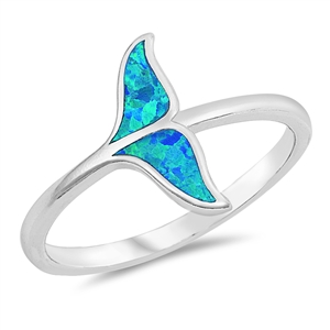 Silver Lab Opal Ring - Whale Tail