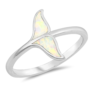 Silver Lab Opal Ring - Whale Tail