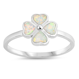 Silver Lab Opal Ring - Clover