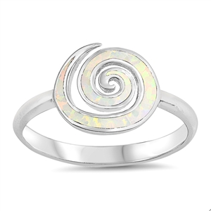 Silver Lab Opal Ring - Spiral