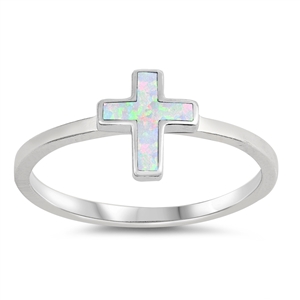 Silver Lab Opal Ring - Cross