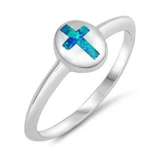 Silver Lab Opal Ring - Cross