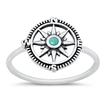 Silver Stone Ring - Compass