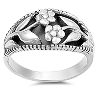 Silver Ring - Flowers