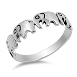 Silver Ring - Elephants