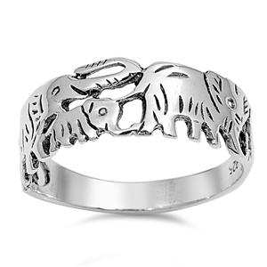 Silver Ring - Elephants