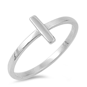 Silver CZ Ring - Sideway Cross