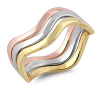 Silver Ring - Tri Wavy Bands
