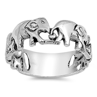 Silver Ring - Elephants