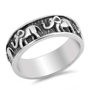 Silver Ring - Elephants