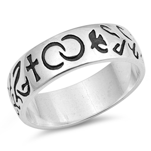 Silver CZ Ring - Eternity Cross and Dove