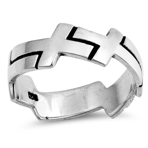 Silver Ring - Connecting Crosses