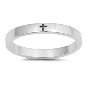 Silver Ring - Little Engraved Cross