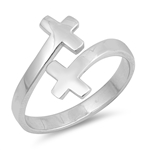 Silver CZ Ring - Double Cross