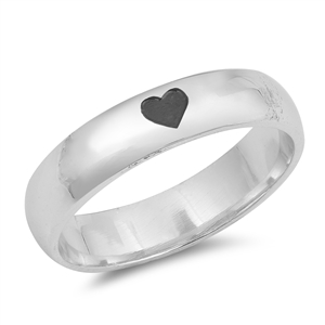 Silver CZ Ring - Heart Imprint