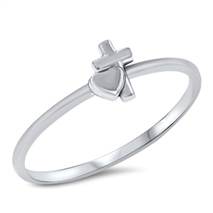 Silver Ring - Heart and Cross