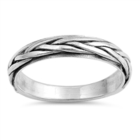 Silver Ring - Thin Braided Band