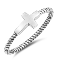 Silver Ring - Sideways Cross