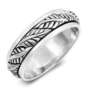 Silver Spinner Ring - Leaves