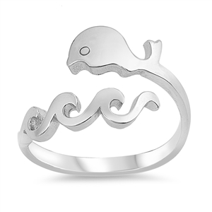 Silver Ring - Whale and Wave