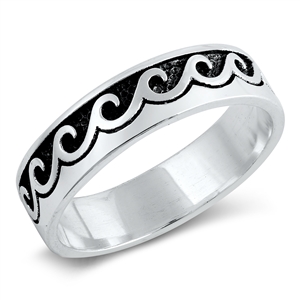 Silver Ring - Wave Band