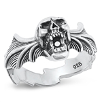 Silver Ring - Skull & Bat Wings