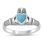 Silver Stone Ring  - Claddagh