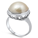 Silver Bali Ring W/ Pearl