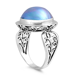 Silver Bali Ring W/ Pearl