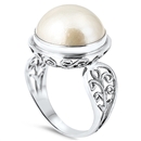 Silver Bali Ring W/ Pearl