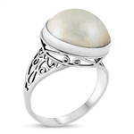 Silver Bali Ring W/ Pearl